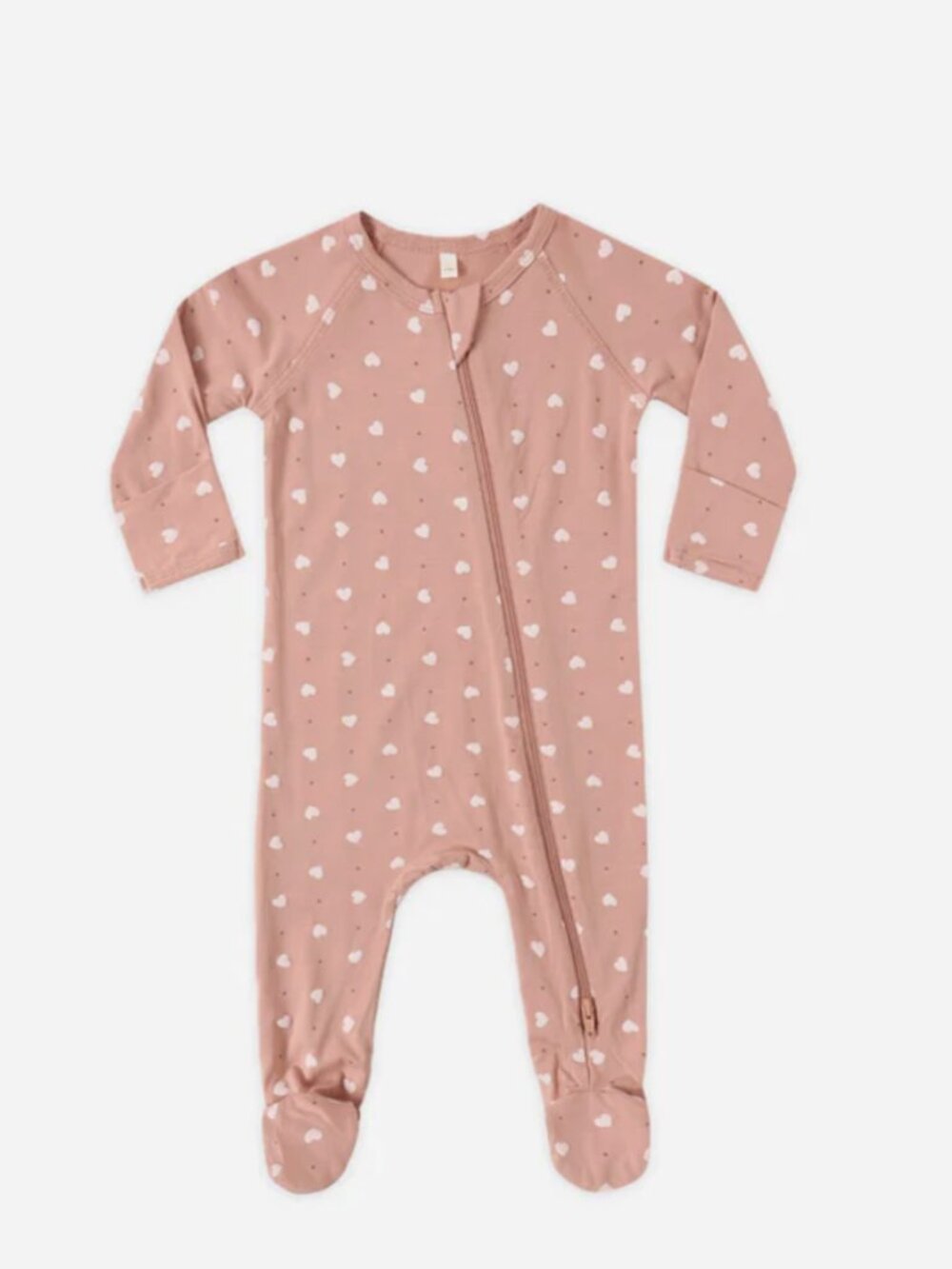Quincy Mae pink hearts bamboo footie size Newborn